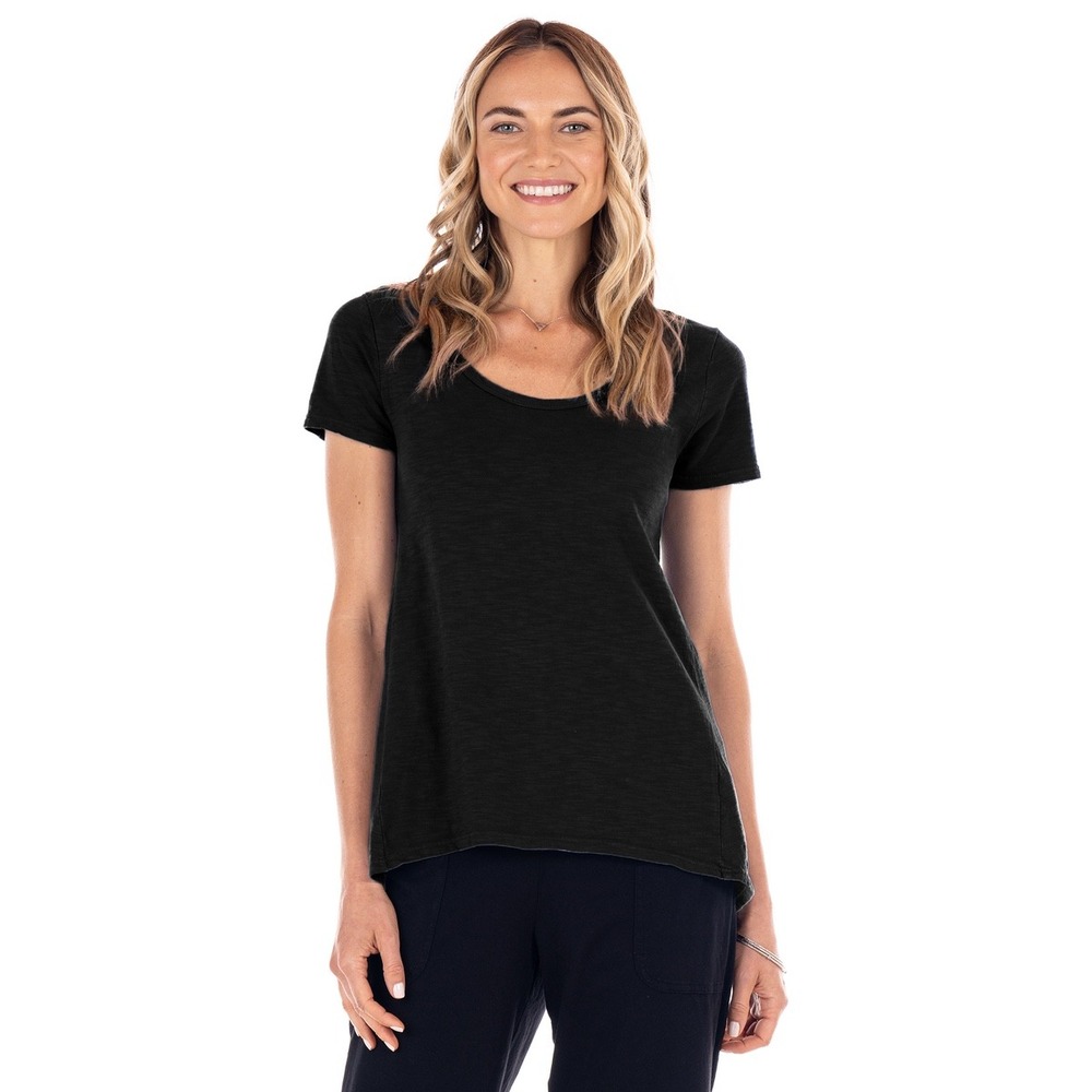 Fresh Produce Luna Top Black Cotton Slub Scoop Neck Tee XXL 22072 Made in USA